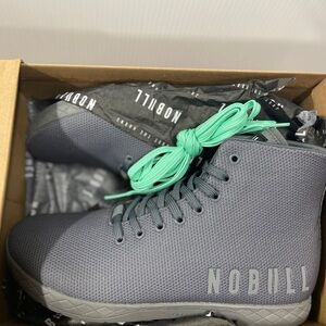 NOBULL Gray High-Top Athletic Shoes with Green Laces